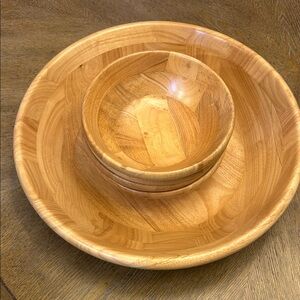 Vintage Catskill Wooden Salad Bowl Set Like New Condition